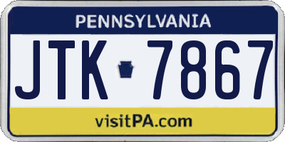 PA license plate JTK7867