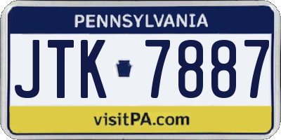 PA license plate JTK7887