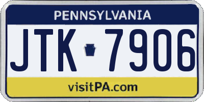 PA license plate JTK7906