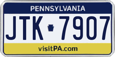 PA license plate JTK7907