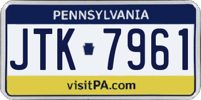 PA license plate JTK7961