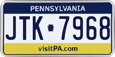PA license plate JTK7968