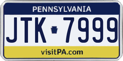PA license plate JTK7999