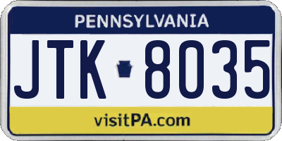 PA license plate JTK8035