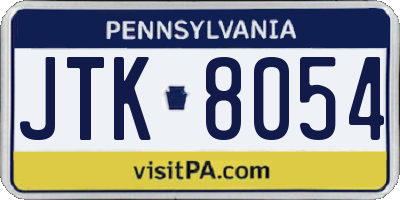 PA license plate JTK8054