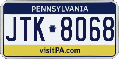 PA license plate JTK8068