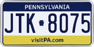 PA license plate JTK8075