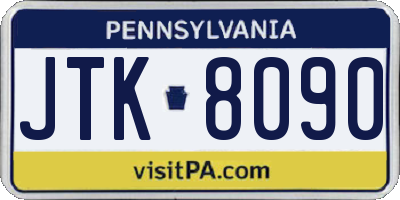 PA license plate JTK8090