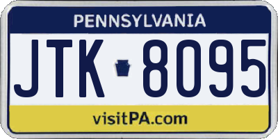 PA license plate JTK8095
