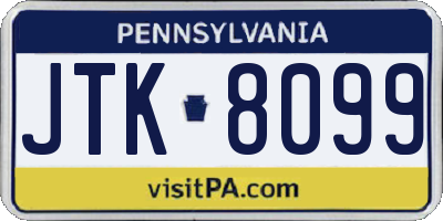 PA license plate JTK8099