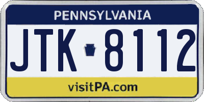 PA license plate JTK8112