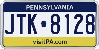 PA license plate JTK8128