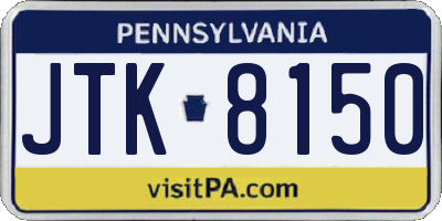 PA license plate JTK8150