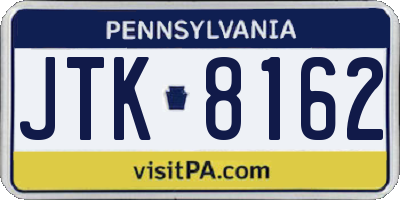 PA license plate JTK8162