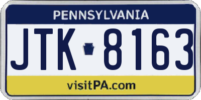 PA license plate JTK8163