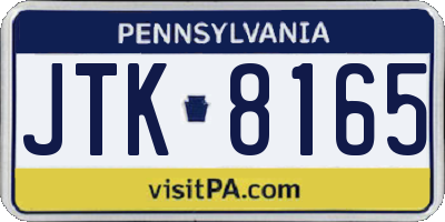 PA license plate JTK8165