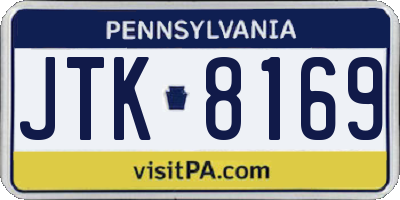 PA license plate JTK8169