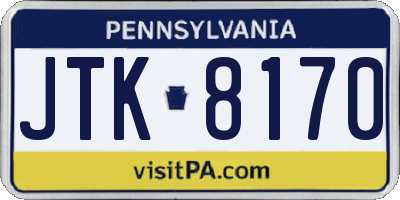 PA license plate JTK8170
