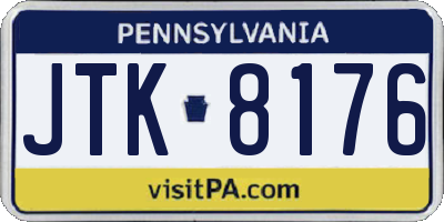 PA license plate JTK8176