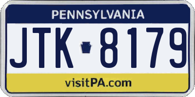 PA license plate JTK8179