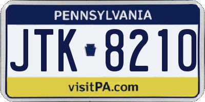 PA license plate JTK8210