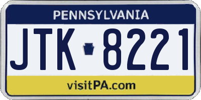 PA license plate JTK8221
