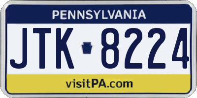 PA license plate JTK8224