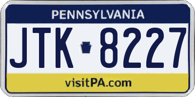 PA license plate JTK8227