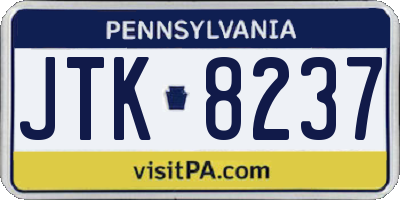 PA license plate JTK8237