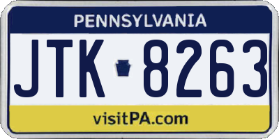 PA license plate JTK8263
