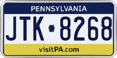 PA license plate JTK8268