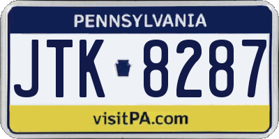 PA license plate JTK8287