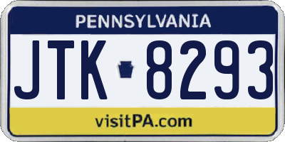 PA license plate JTK8293