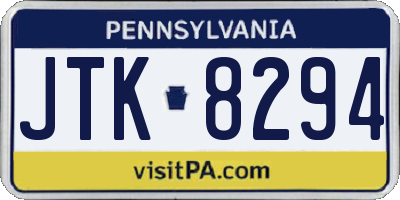 PA license plate JTK8294