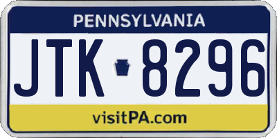PA license plate JTK8296