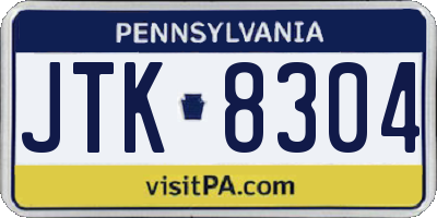 PA license plate JTK8304