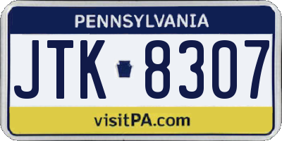 PA license plate JTK8307