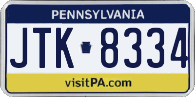 PA license plate JTK8334