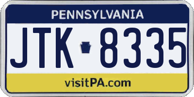 PA license plate JTK8335