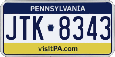 PA license plate JTK8343