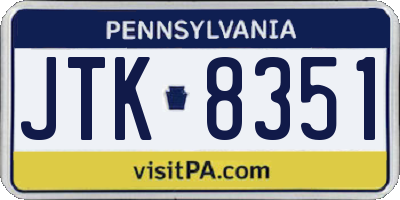 PA license plate JTK8351