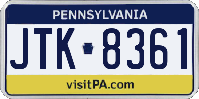 PA license plate JTK8361