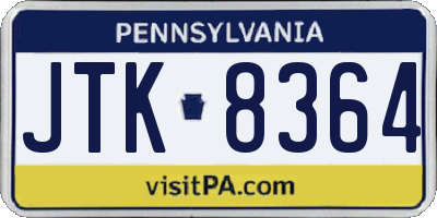PA license plate JTK8364