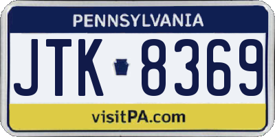 PA license plate JTK8369