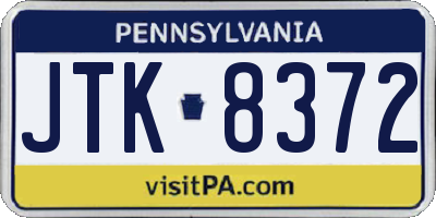 PA license plate JTK8372