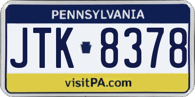 PA license plate JTK8378
