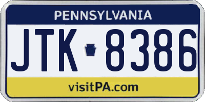 PA license plate JTK8386