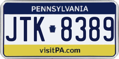 PA license plate JTK8389