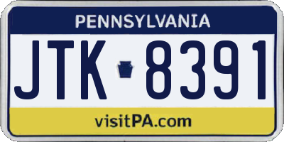 PA license plate JTK8391