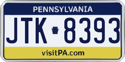 PA license plate JTK8393